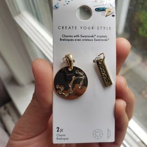 Scorpio Star and Engraved Tag Charms Set with Swarovski Crystals